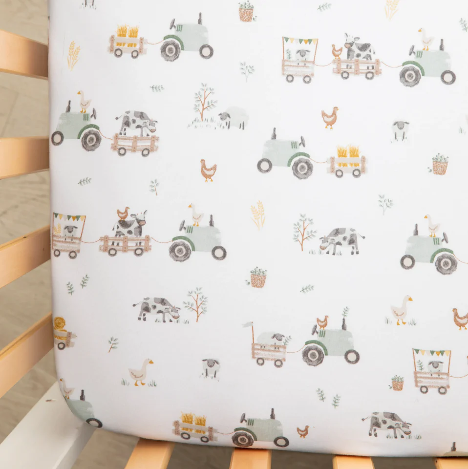 2 Pack Organic Cot Fitted Sheet - Tractor Ride - Image 2