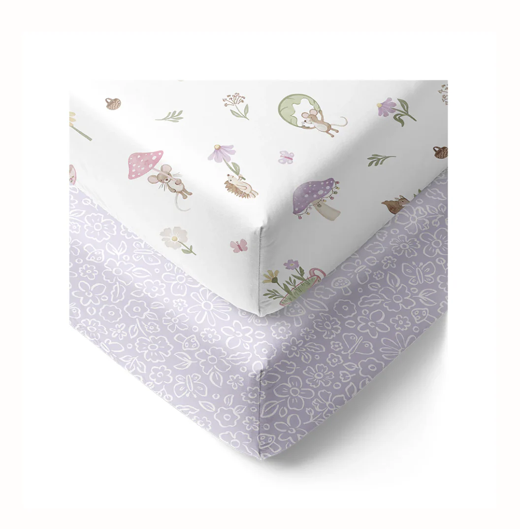 2 Pack Organic Cot Fitted Sheet - Whimsical Wonderland
