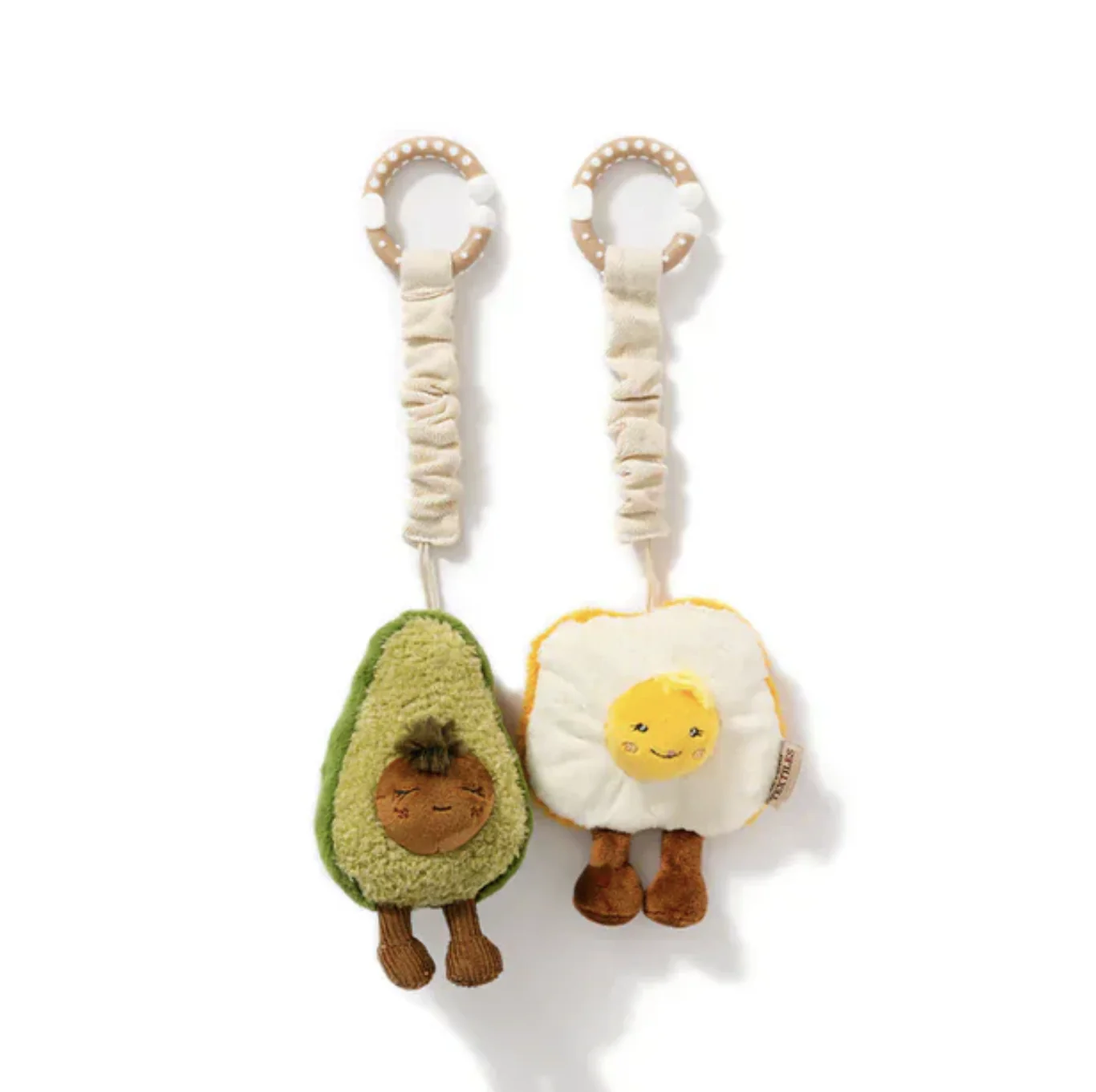 2pk Stroller Toys Plush - Avocado & Egg On Toast