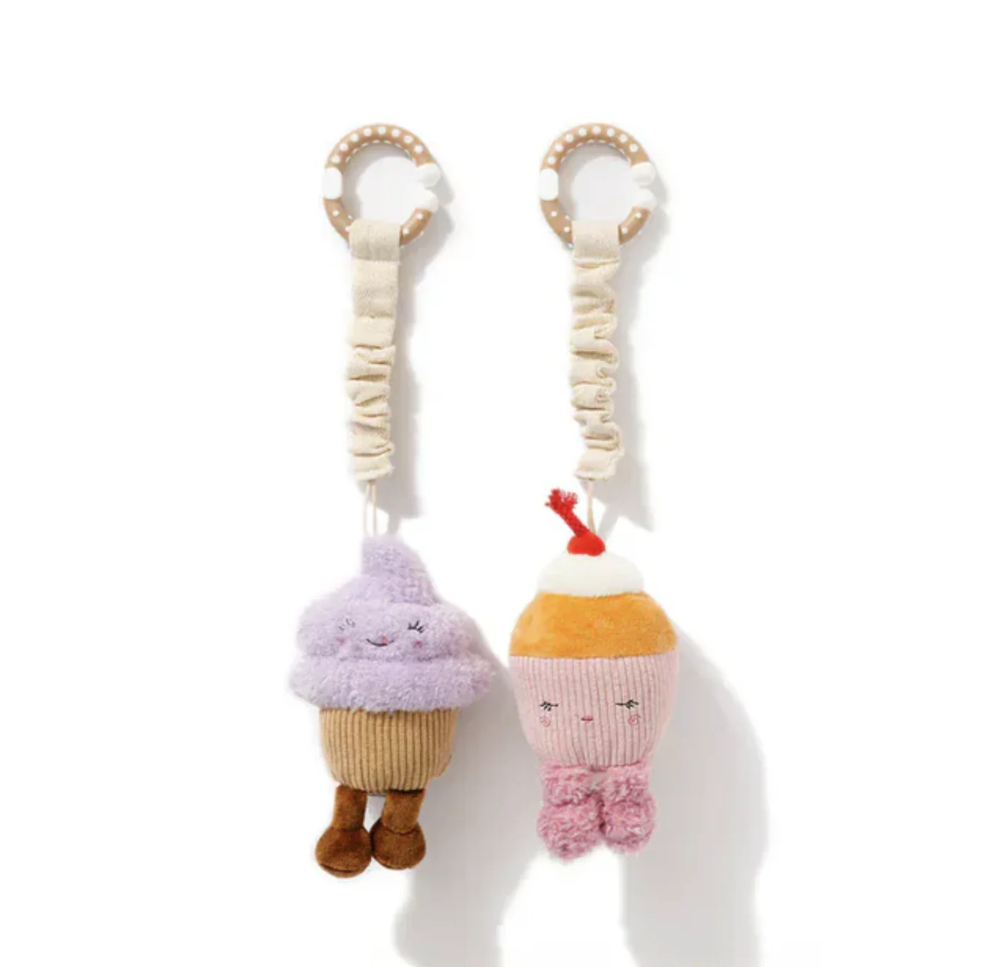 2pk Stroller Toys Plush - Ice Cream & Cupcake