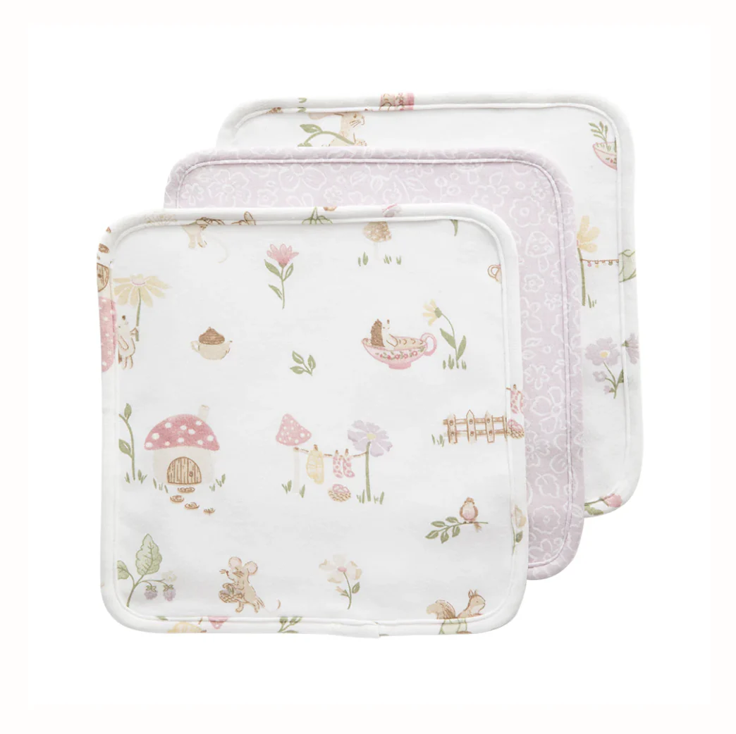 3 Pack Organic Wash Cloths - Whimsical Wonderland