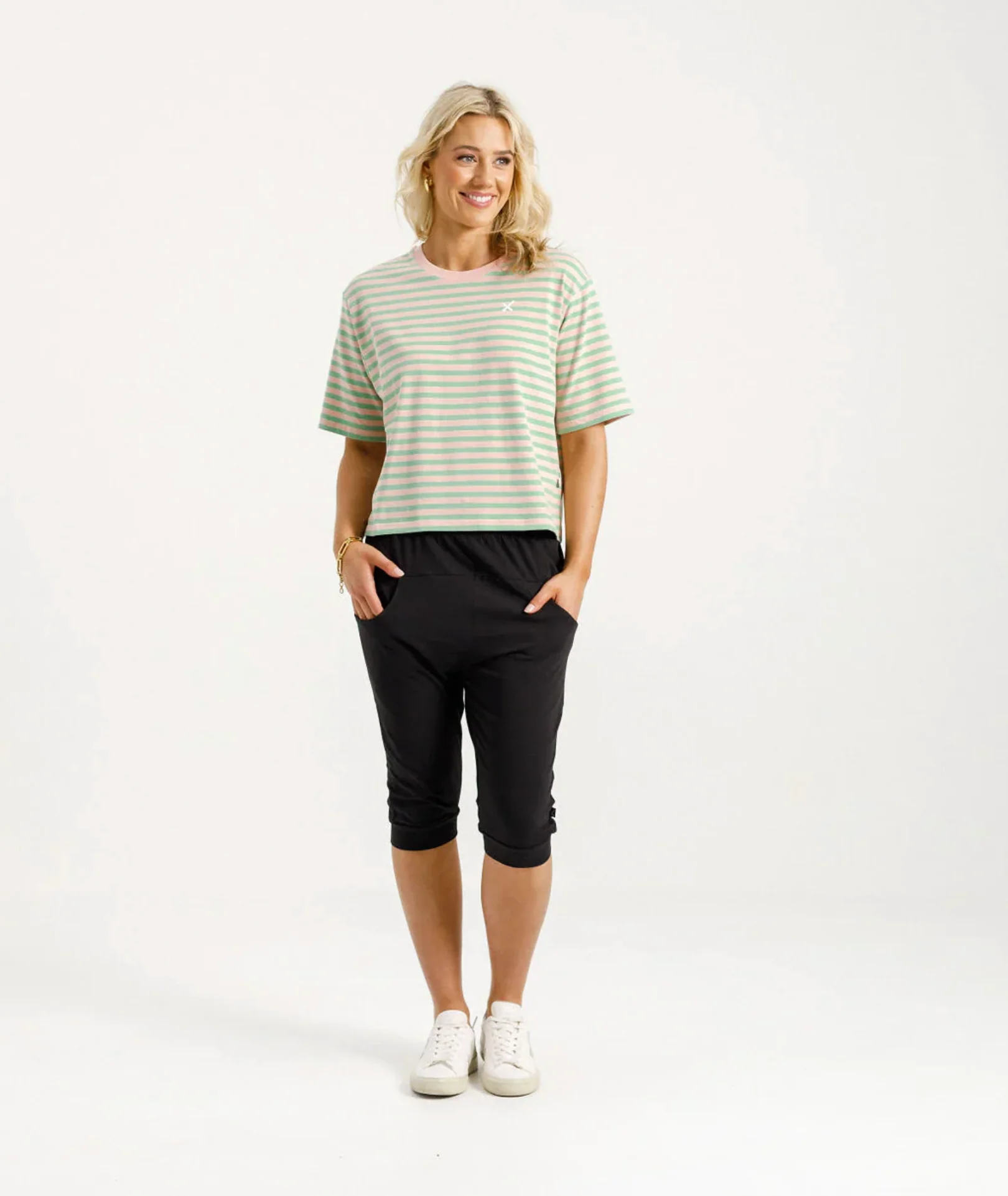 3/4 Apartment Pants - Black with Candy Apple X - Image 2