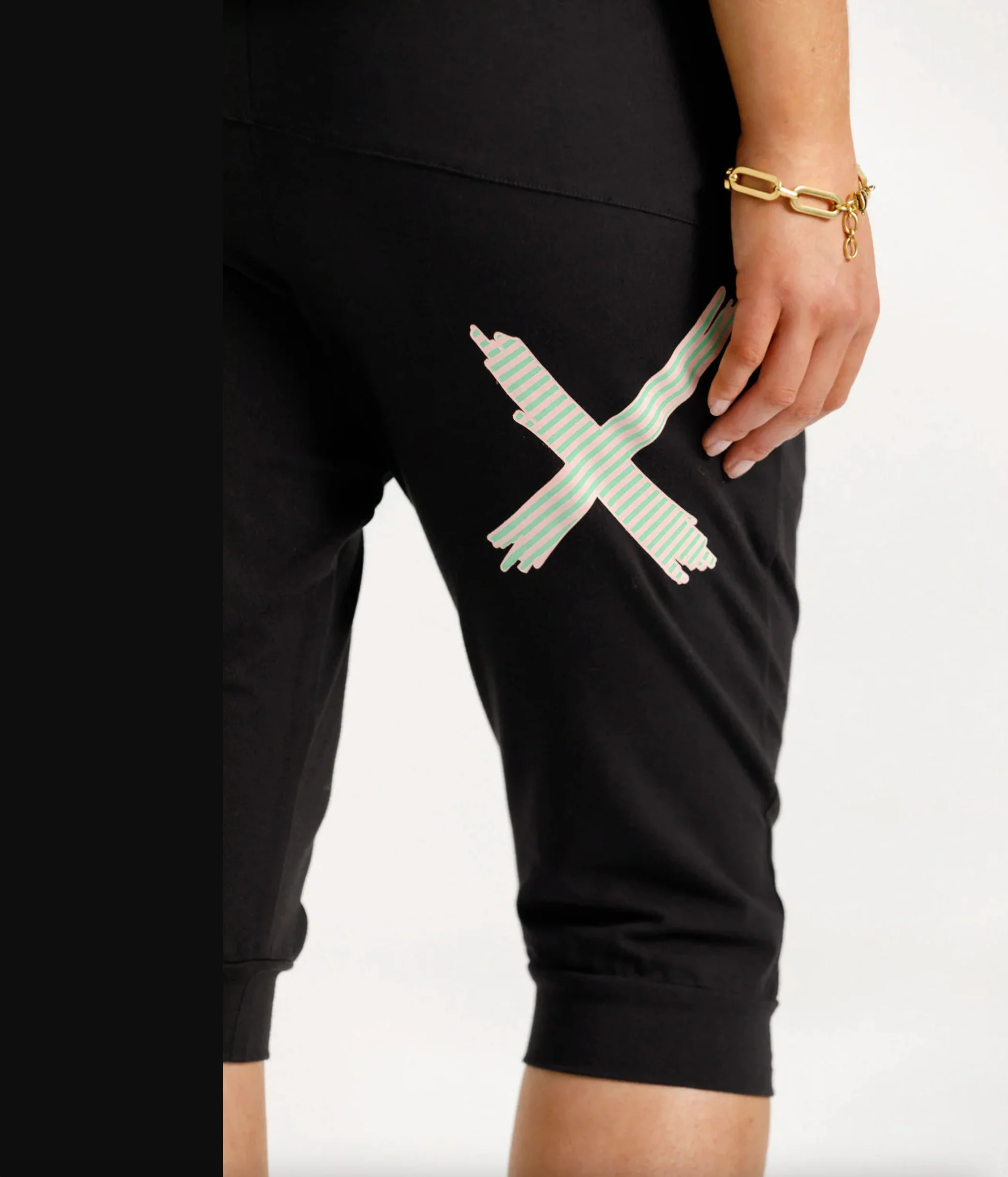 3/4 Apartment Pants - Black with Candy Apple X - Image 3
