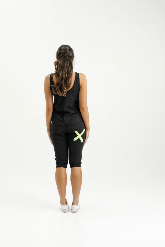 3/4 Apartment Pants - Black with Lime X - Image 3