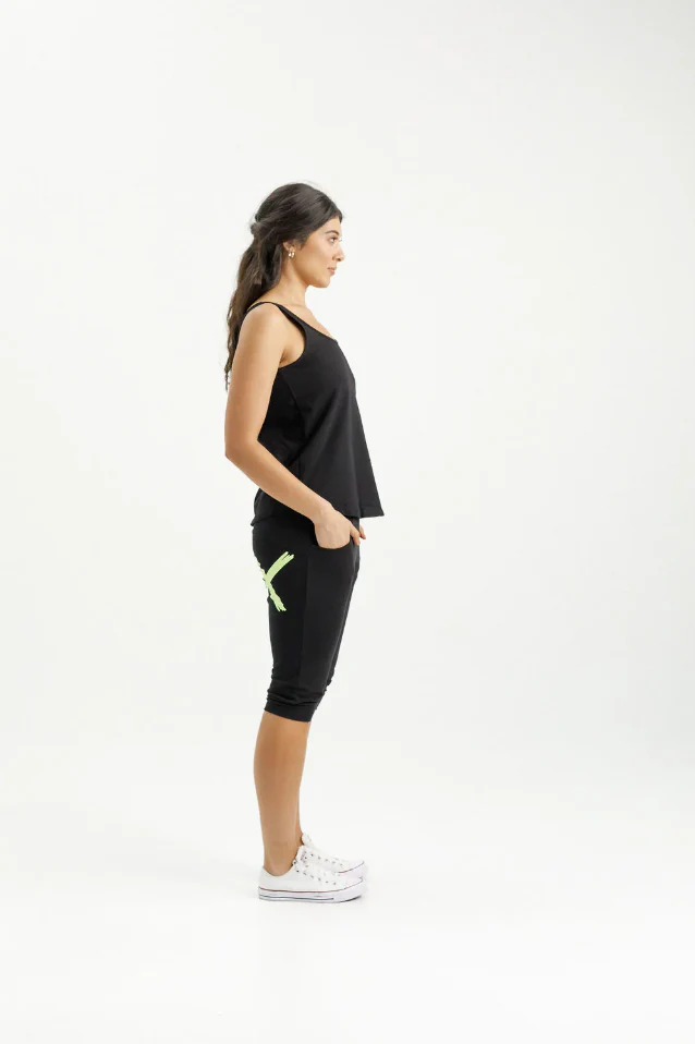 3/4 Apartment Pants - Black with Lime X - Image 4
