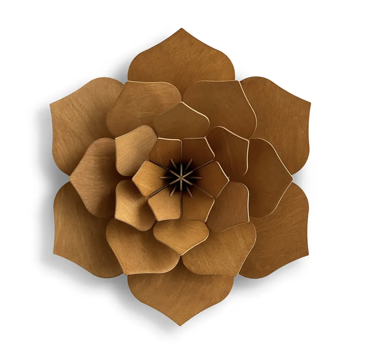 3D Wooden Decoration Flower, 48cm - Cinnamon Brown