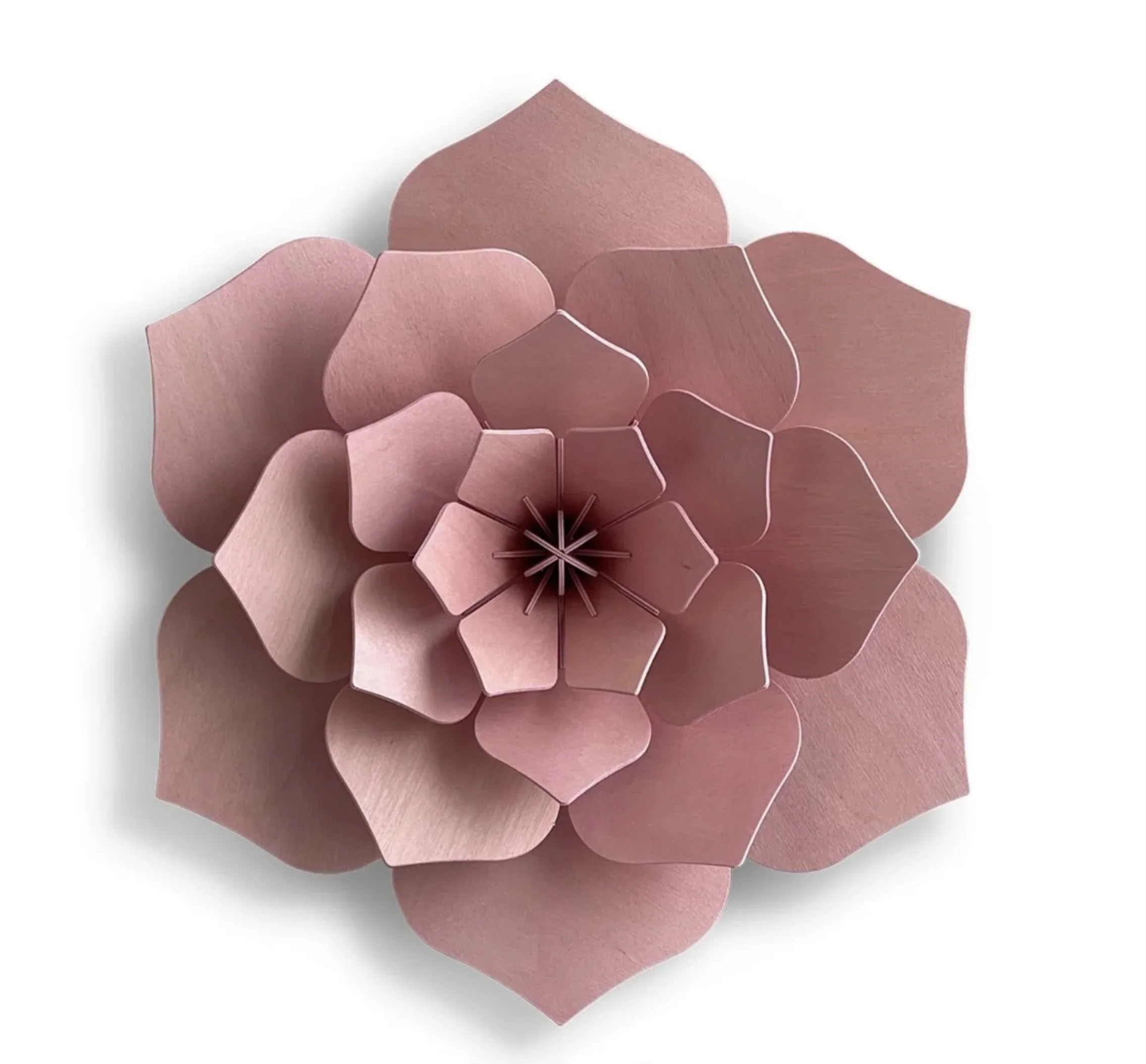 3D Wooden Decoration Flower, 48cm - Light Pink