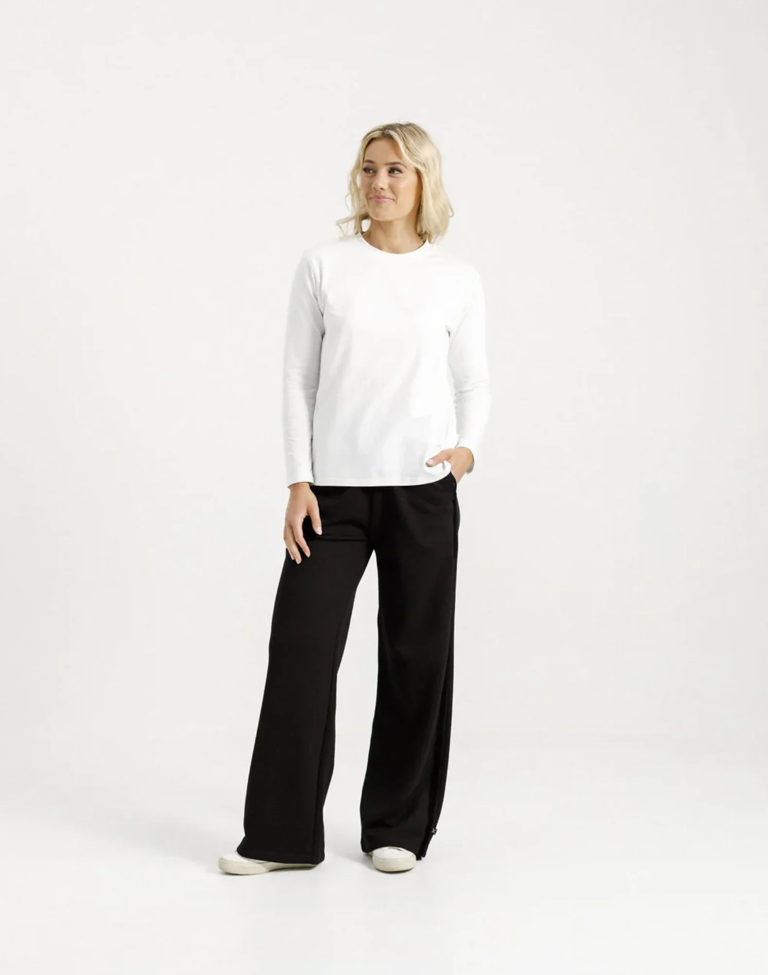 Alpine Palazzo Pants - Black with Black Velvet Ribbon