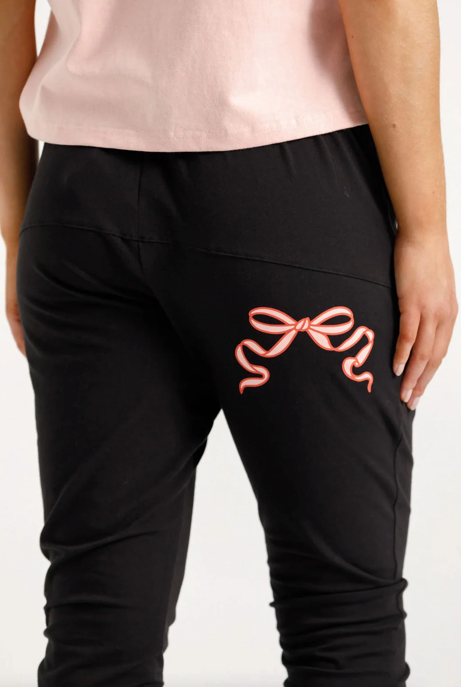 Apartment Pants - Black with Blossom Berry Bow - Image 2