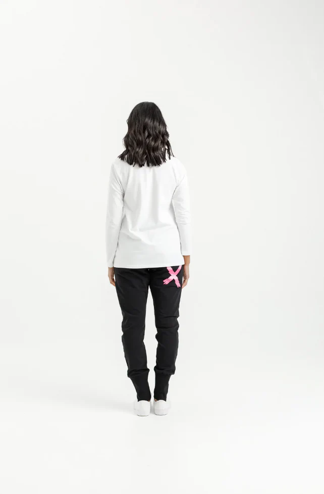 Apartment Pants Winter - Black with Irregular Pink Stripe X - Image 3