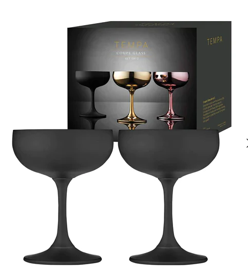 Aurora Matte Black 2pk Coupe Glass