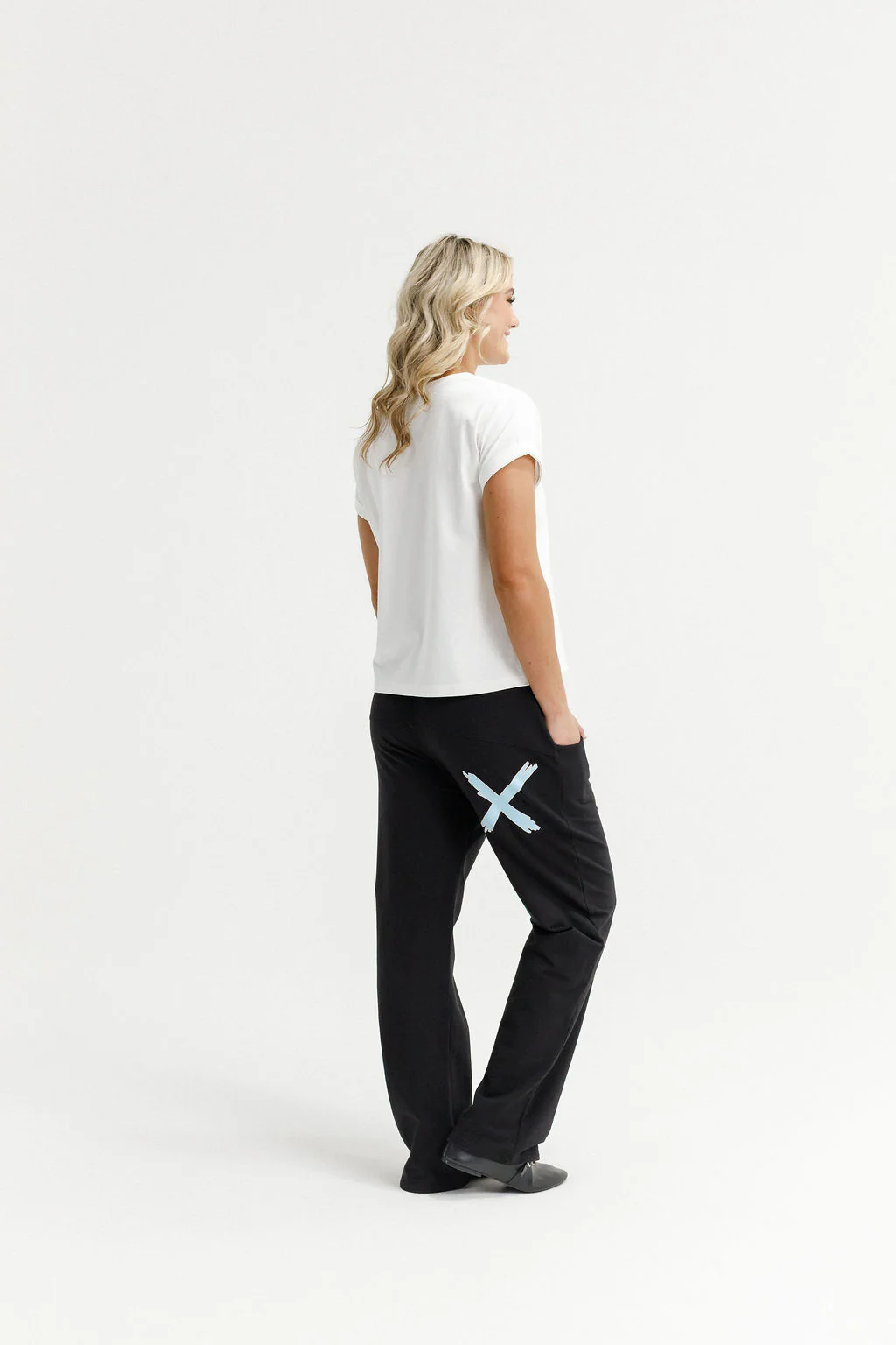 Avenue Pants - Black with Sapphire/Ivory X - Image 4