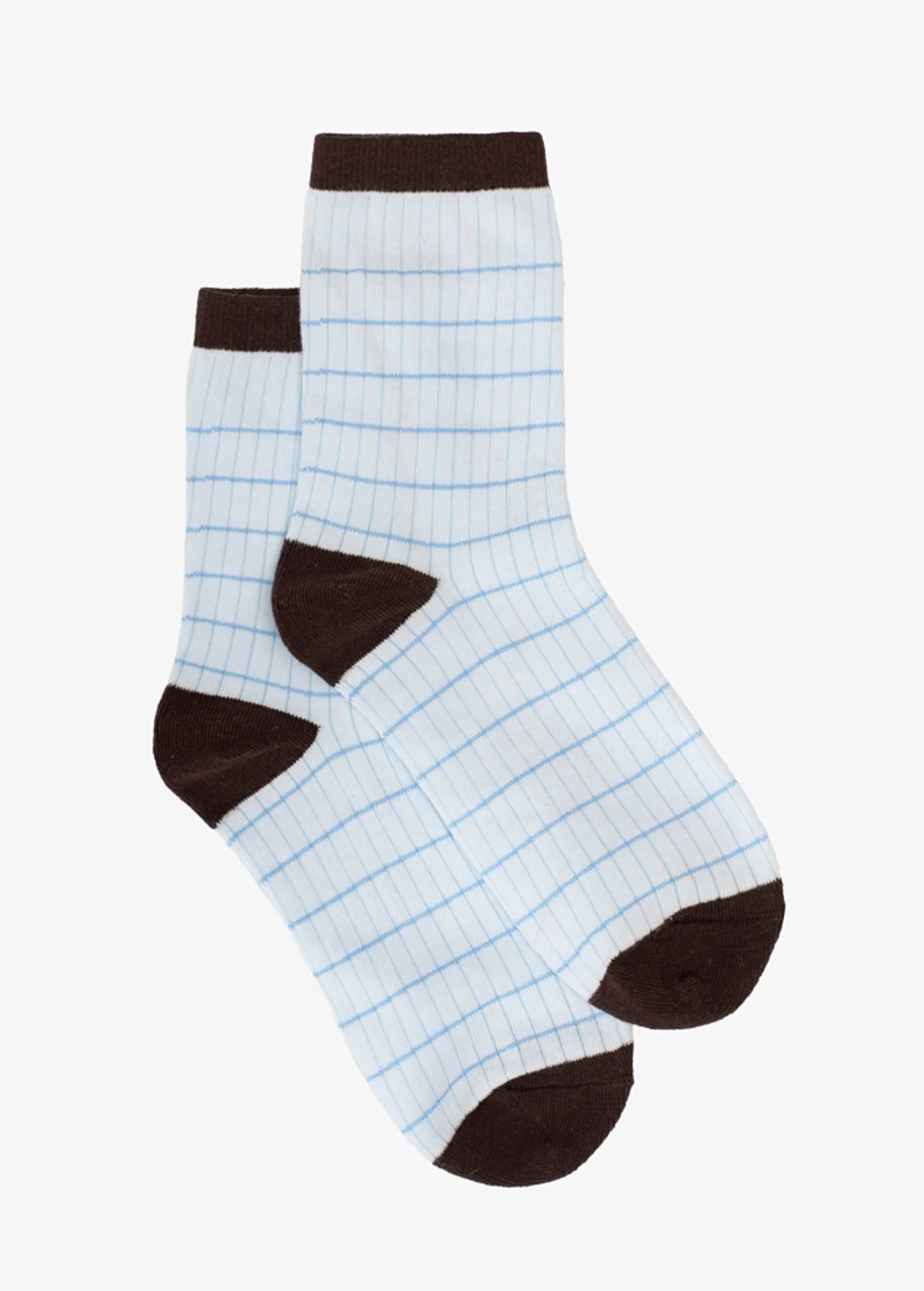Blue Grid Sock with Choc Trim