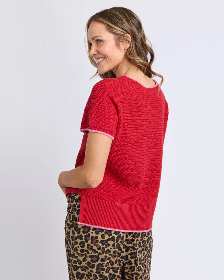 Camellia Short Sleeve Knit - Cranberry - Image 3