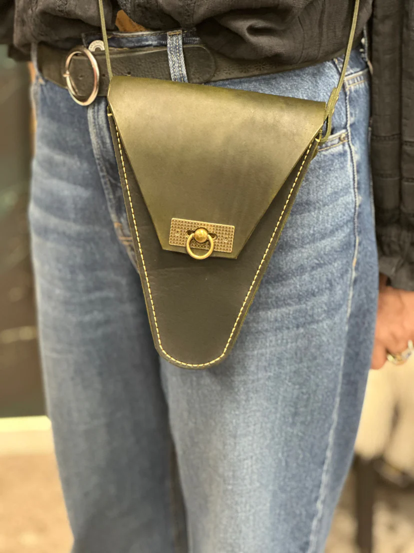 Cuffin Leather Handbag - Leaf Green - Image 3