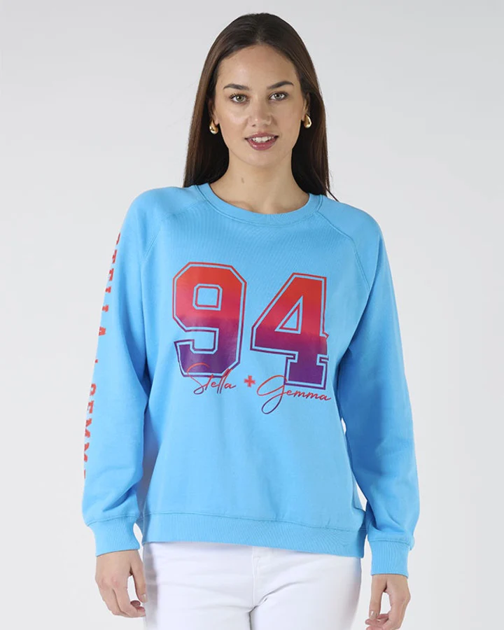 Classic Sweater Sky Blue Ombre Varsity