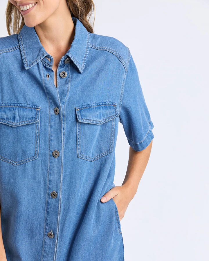Cora Denim Dress - Blue - Image 5