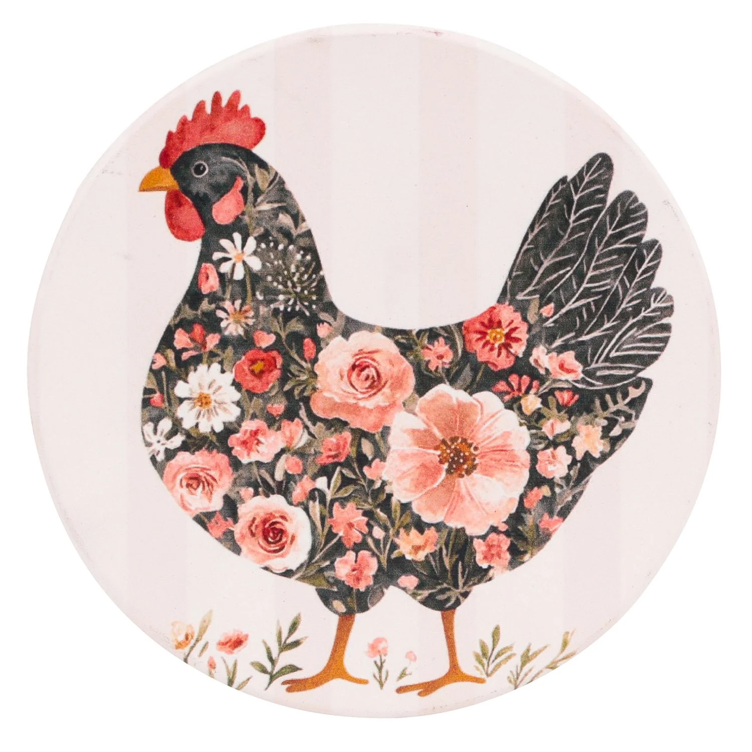 Cottage Grove Dark Hen Ceramic Coaster