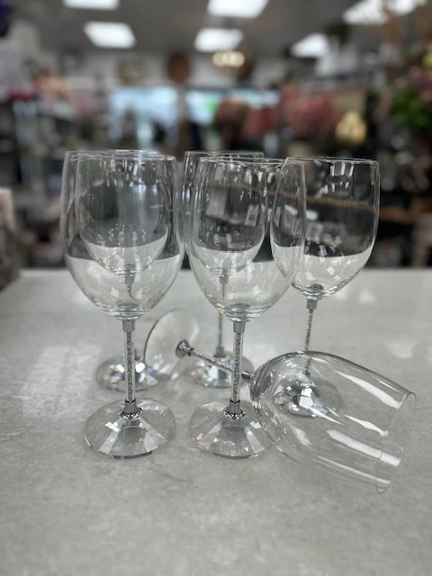 Crystal Stemmed Wine Glasses - Set of 6 - Image 2
