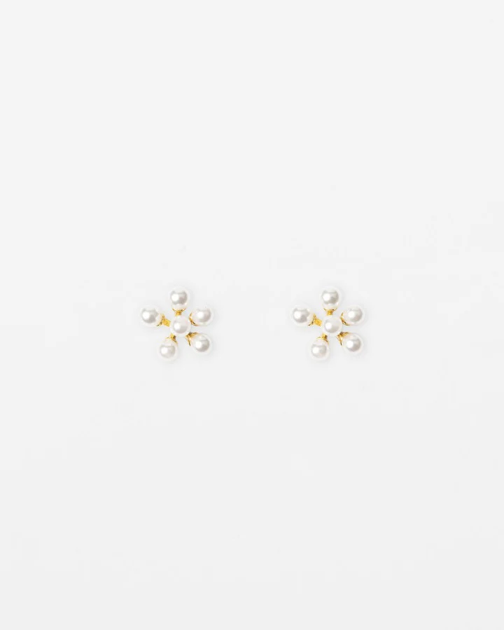 Earrings - Gold Pearl Cluster