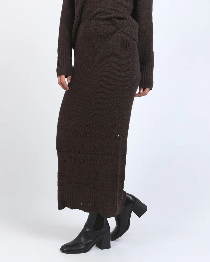 Elka Knit Skirt - Coffee - Image 4