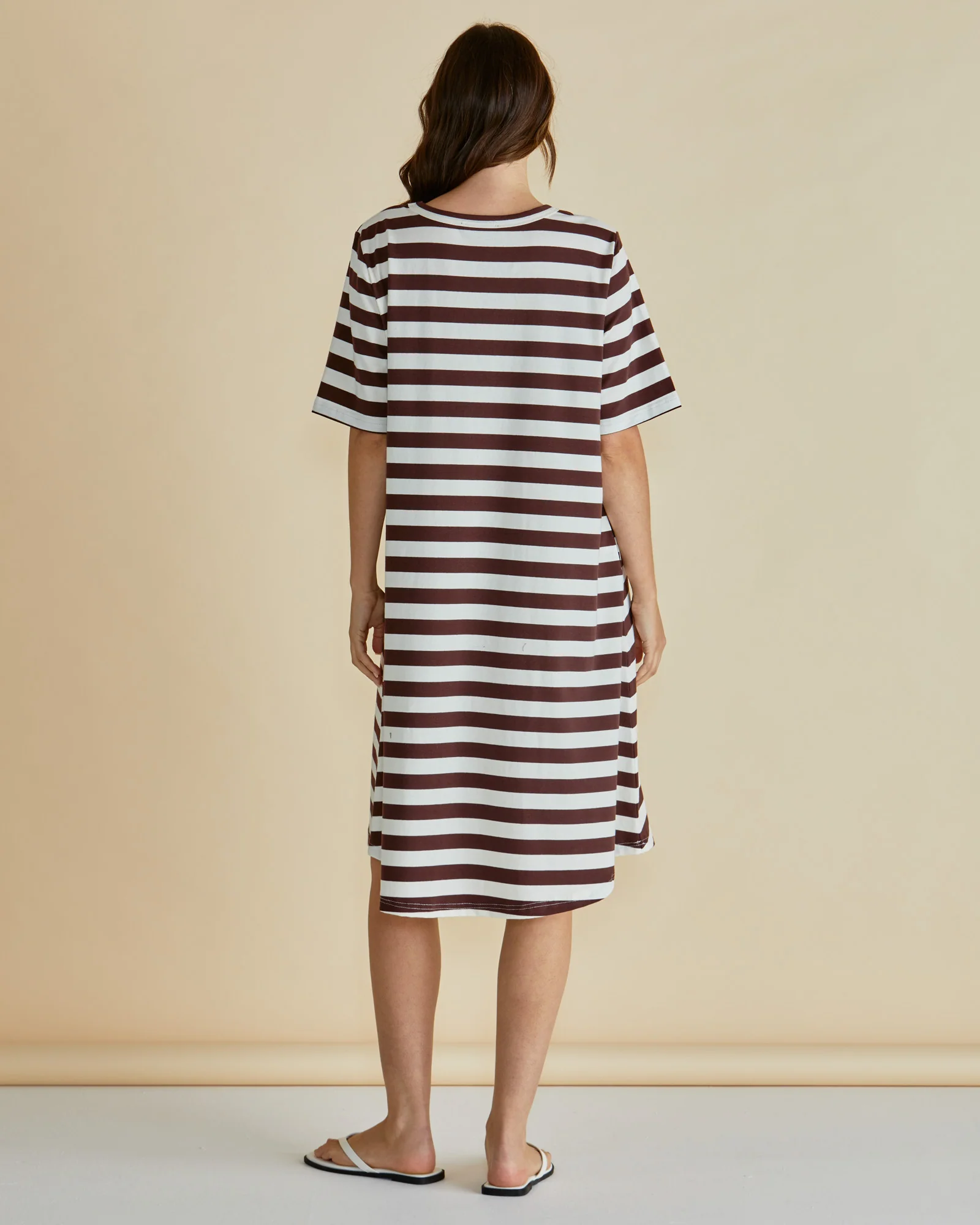 Eloise T-Shirt Dress - Brown Stripe - Image 3