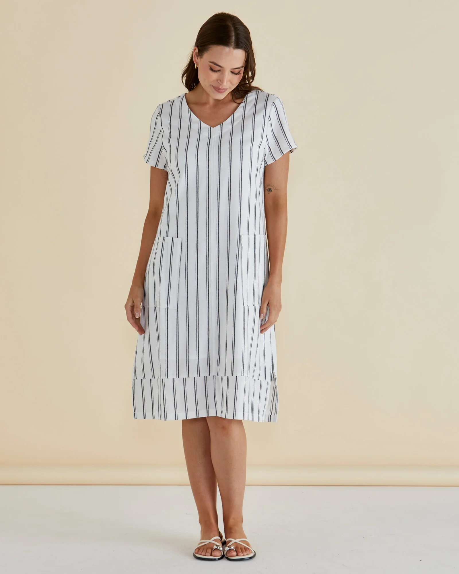 Elwood Dress - Black/White Stripe - Image 2