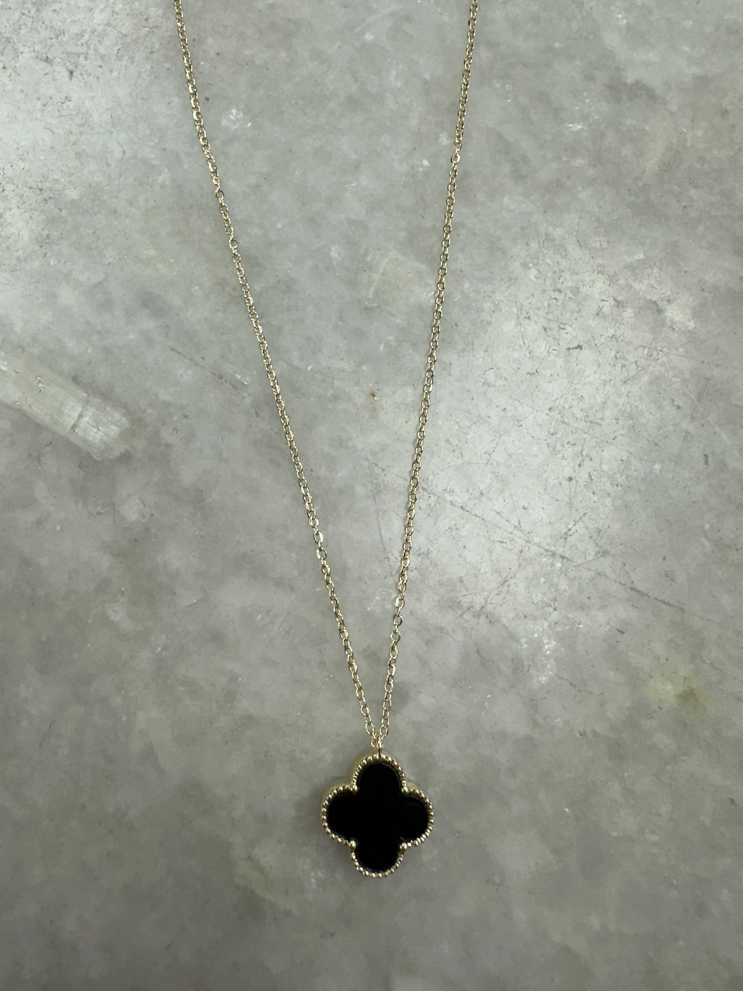 Fine Chain Black Small Cross Necklace - Gold