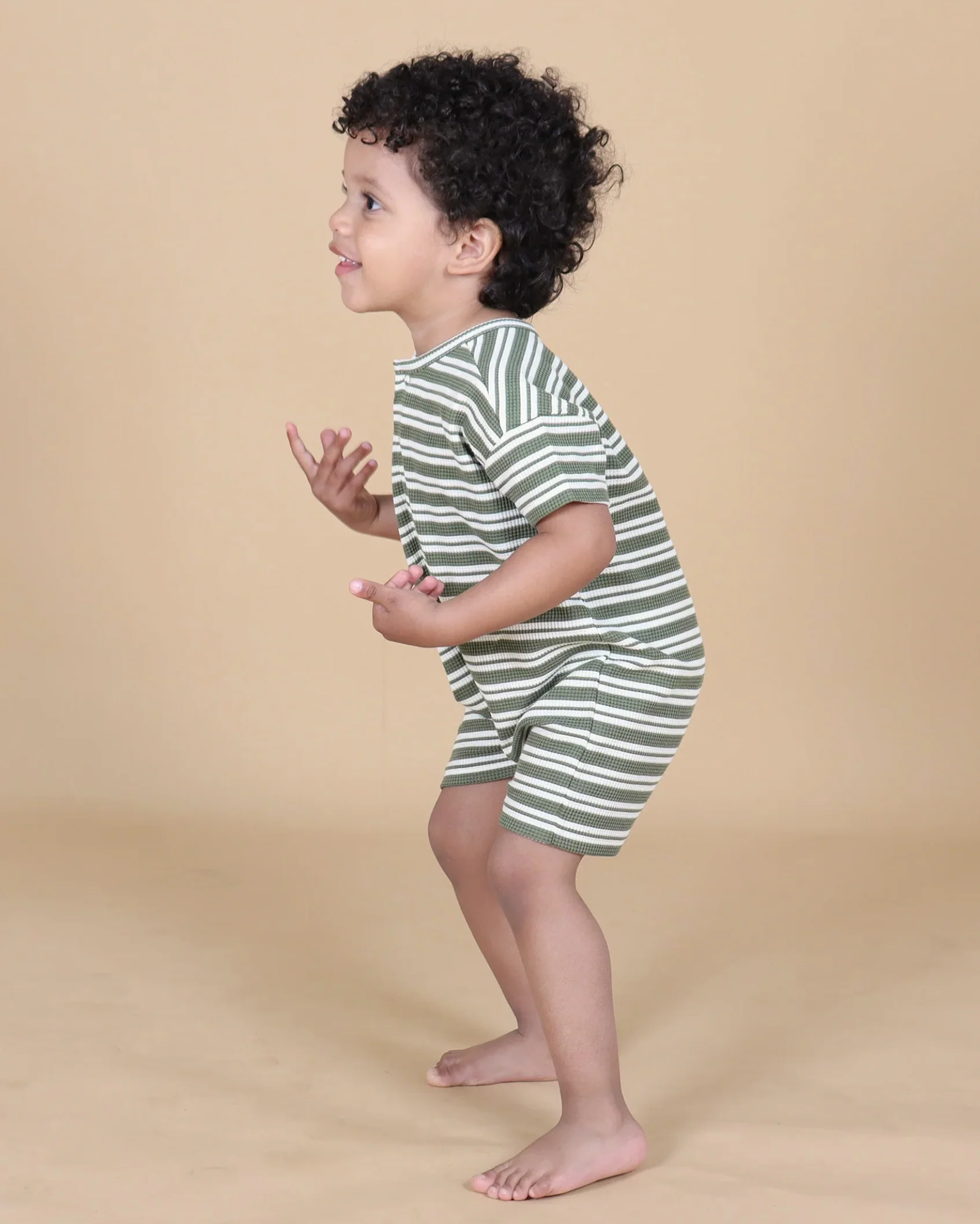 Forest Stripe Waffle Relaxed Romper - Image 2