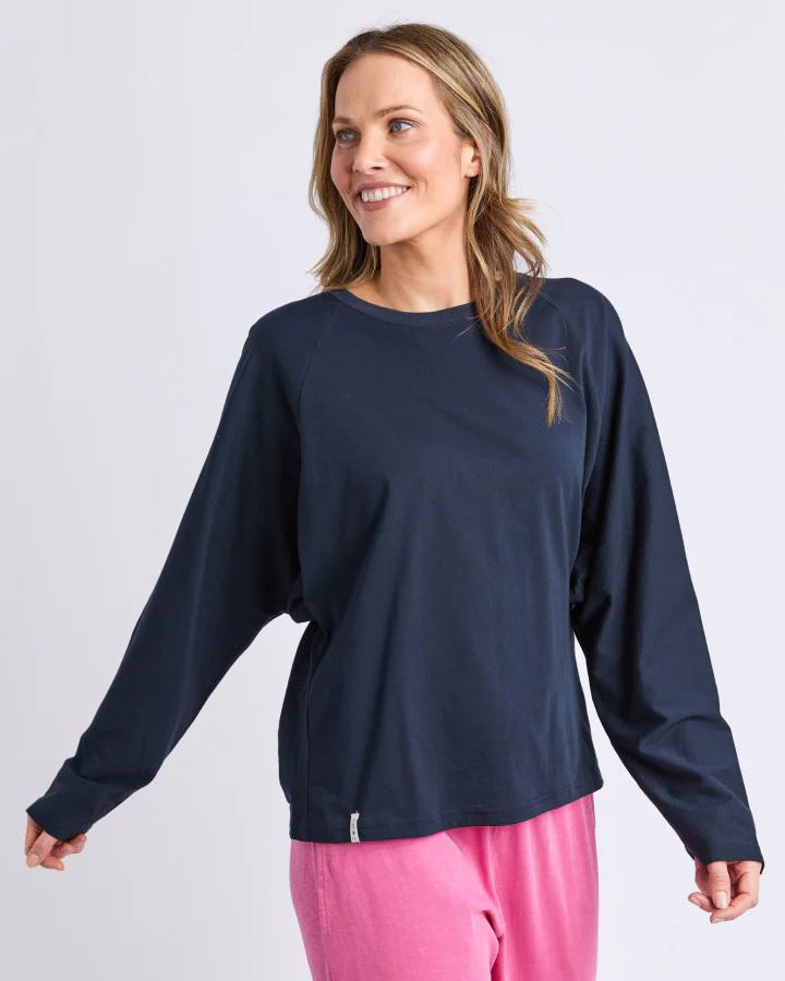 Hayden Long Sleeve Tee - Navy - Image 4