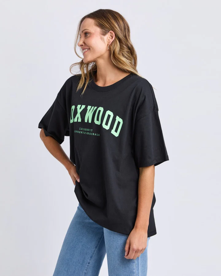 Interval Tee - Washed Black with Bright Green