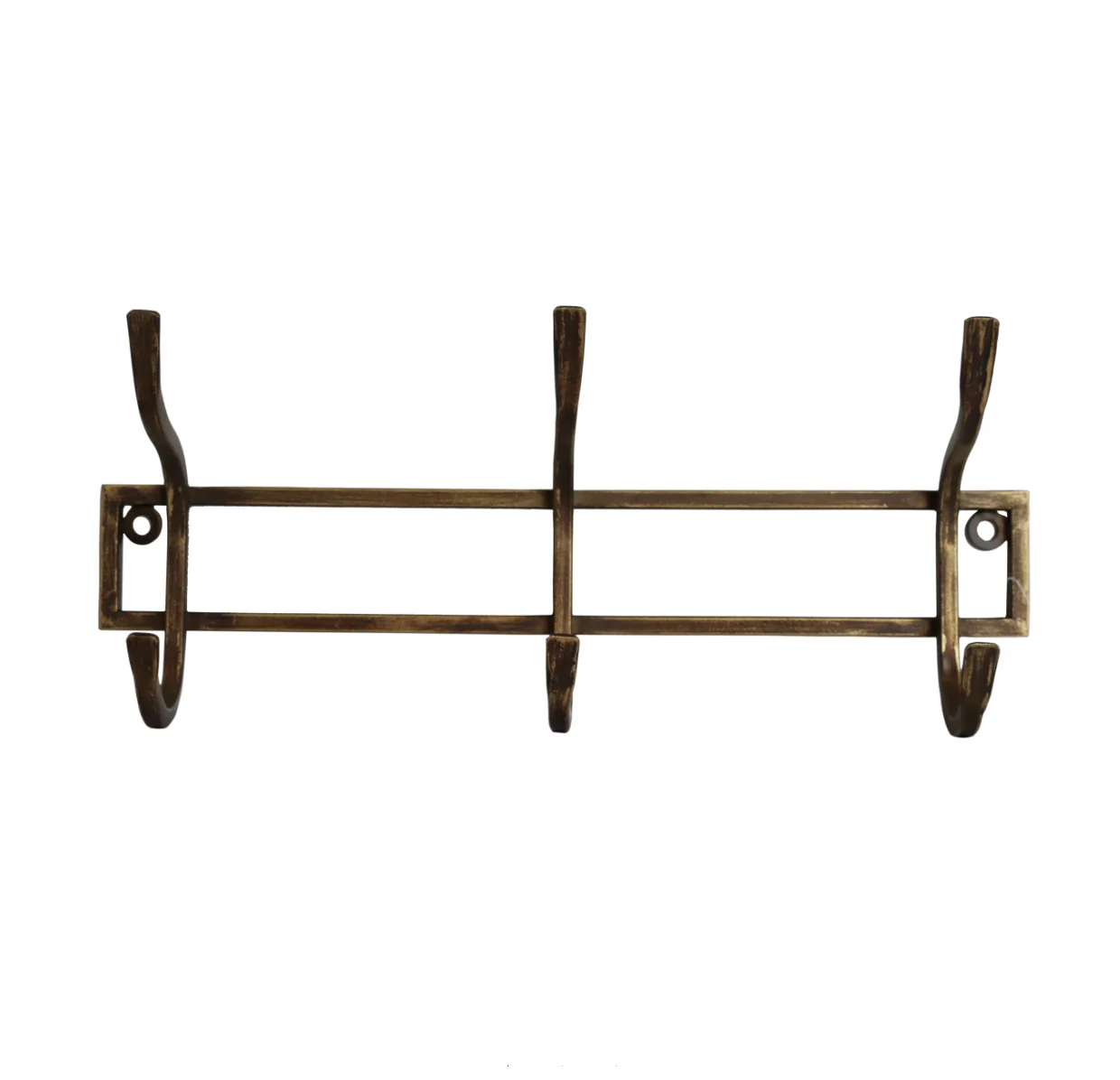 Iron 3 Hook in Antique Brass Finish