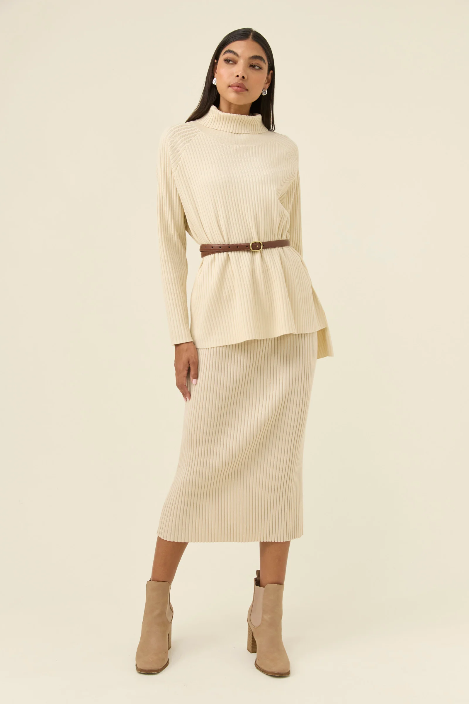 Juno Relaxed Roll Neck Jumper - Canvas - Image 3