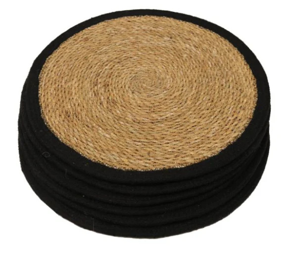 Round Seagrass/Jute Placemat - Natural/Black