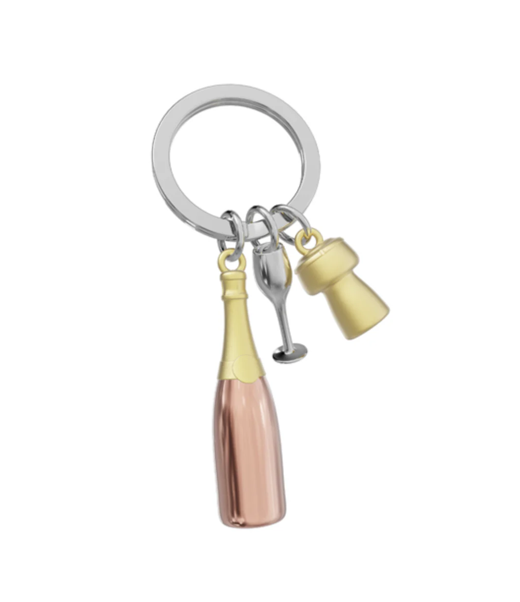 Keychain - Champagne Bottle in Rose Gold