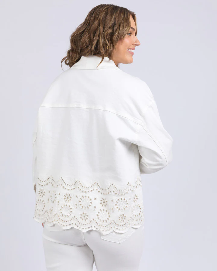 Lace Denim Jacket - Vintage White - Image 3