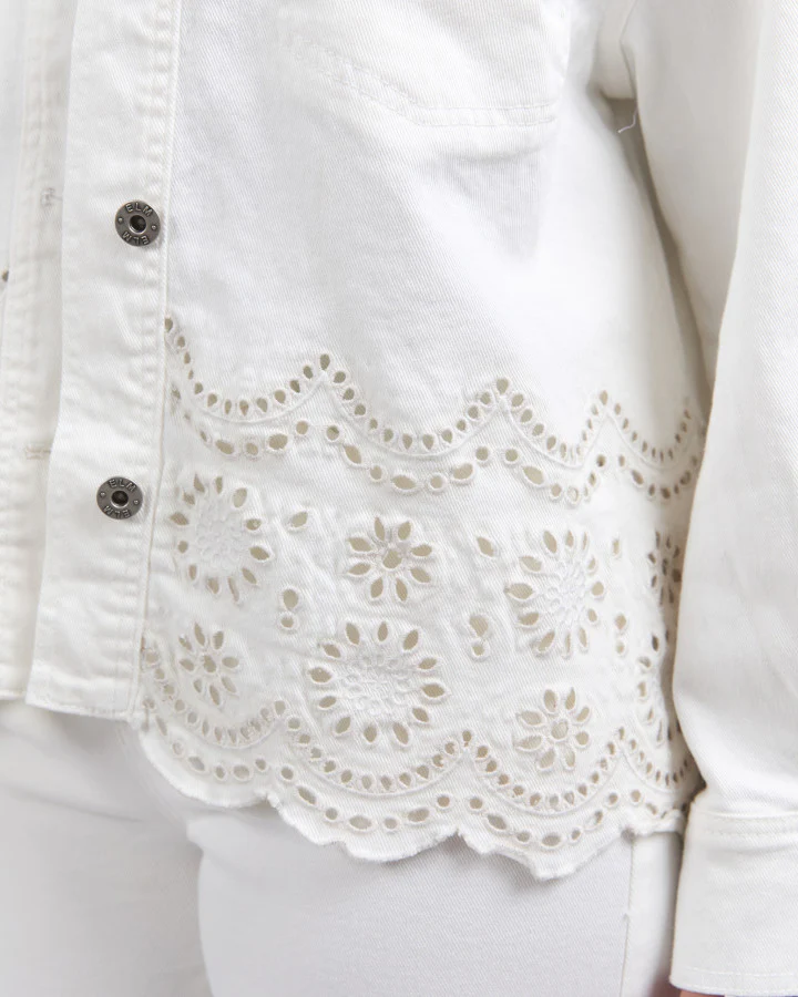 Lace Denim Jacket - Vintage White - Image 5