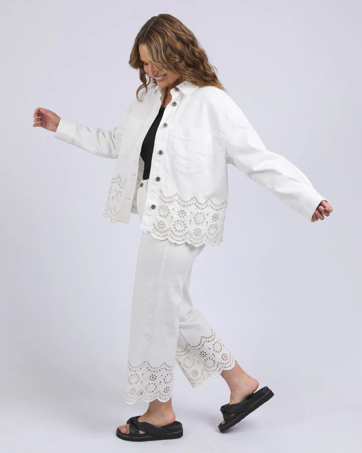Lace Denim Jacket - Vintage White - Image 6