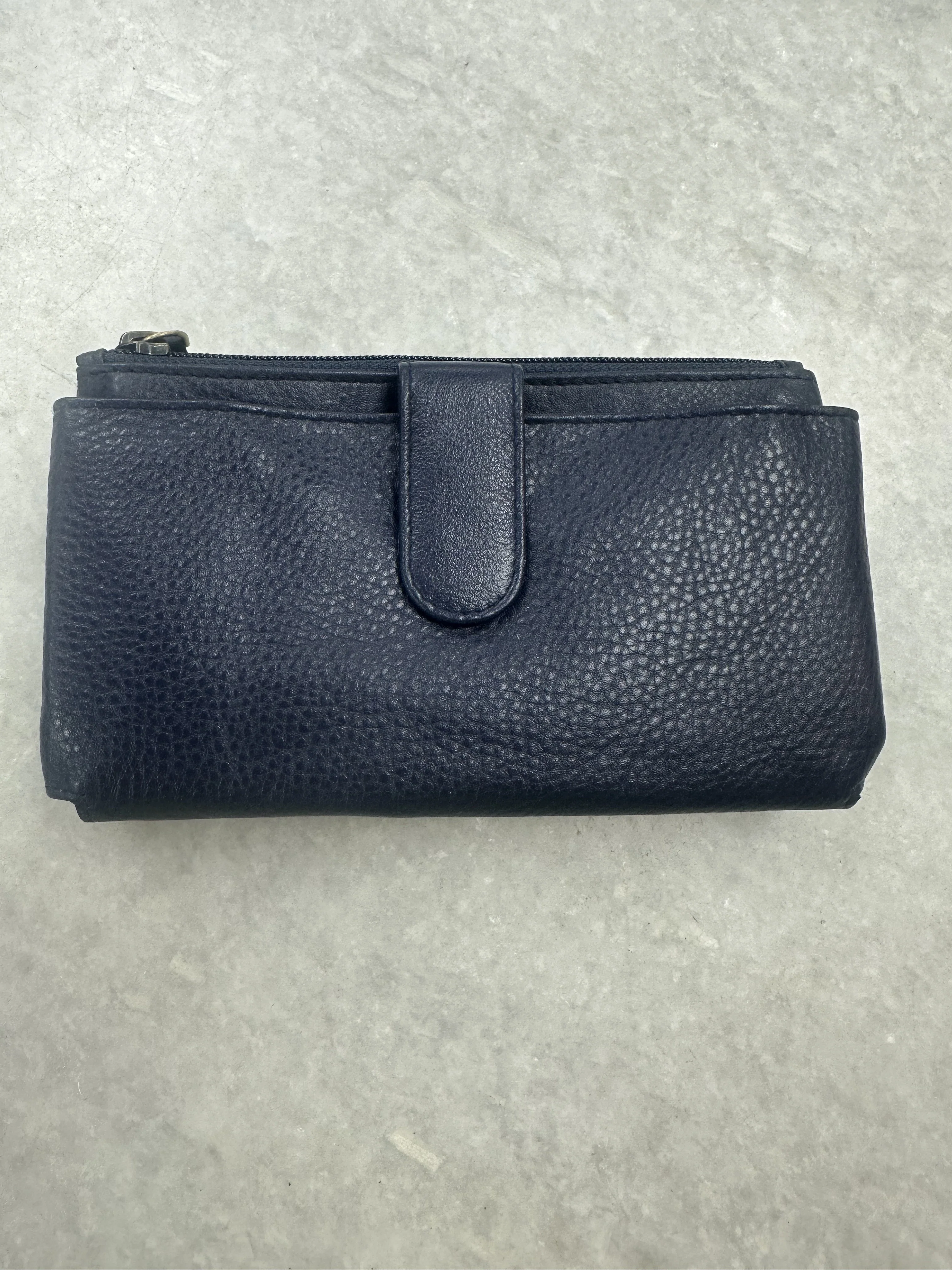Leather Cell Phone Wallet - Navy