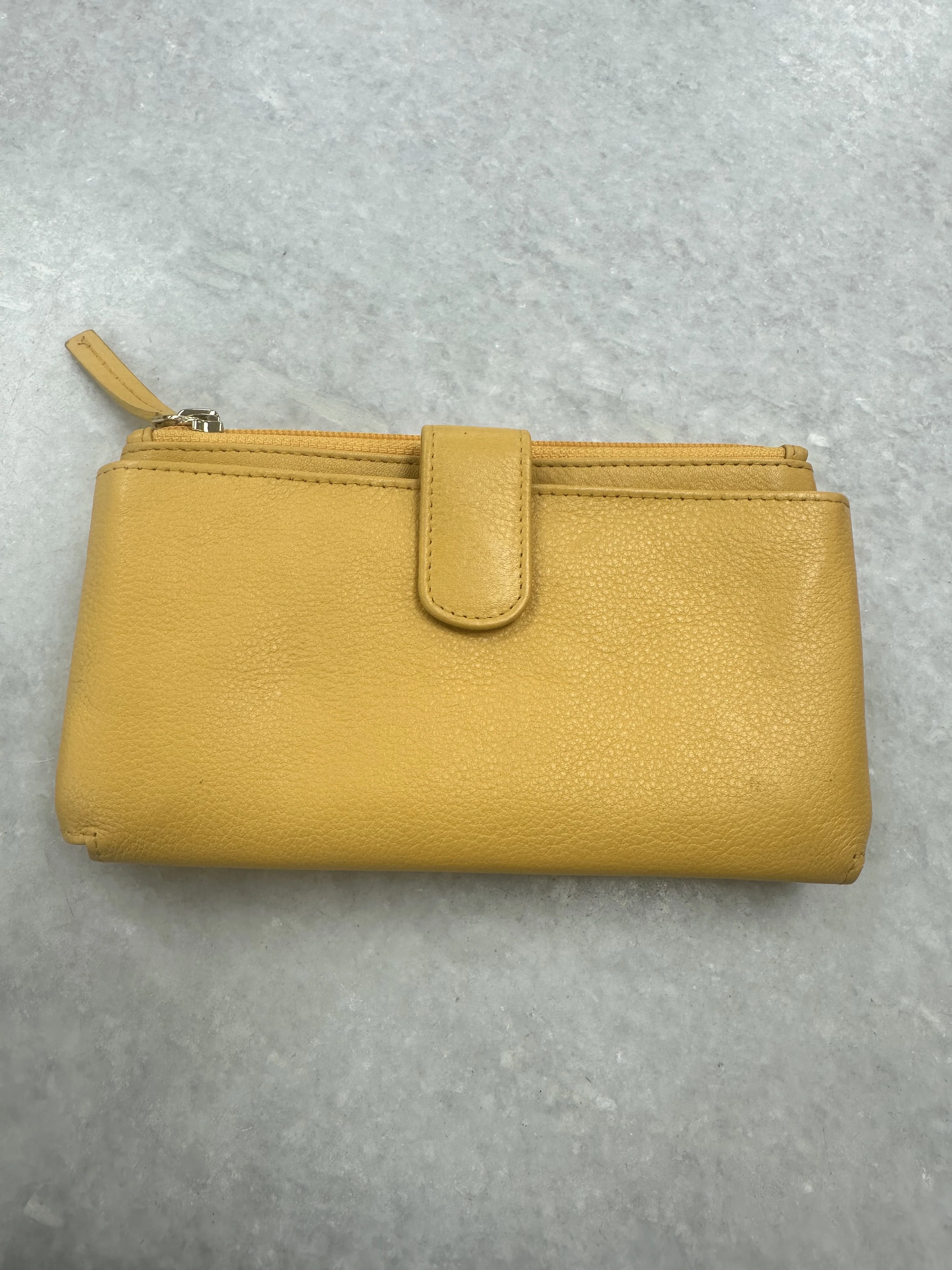 Leather Cell Phone Wallet - Yellow