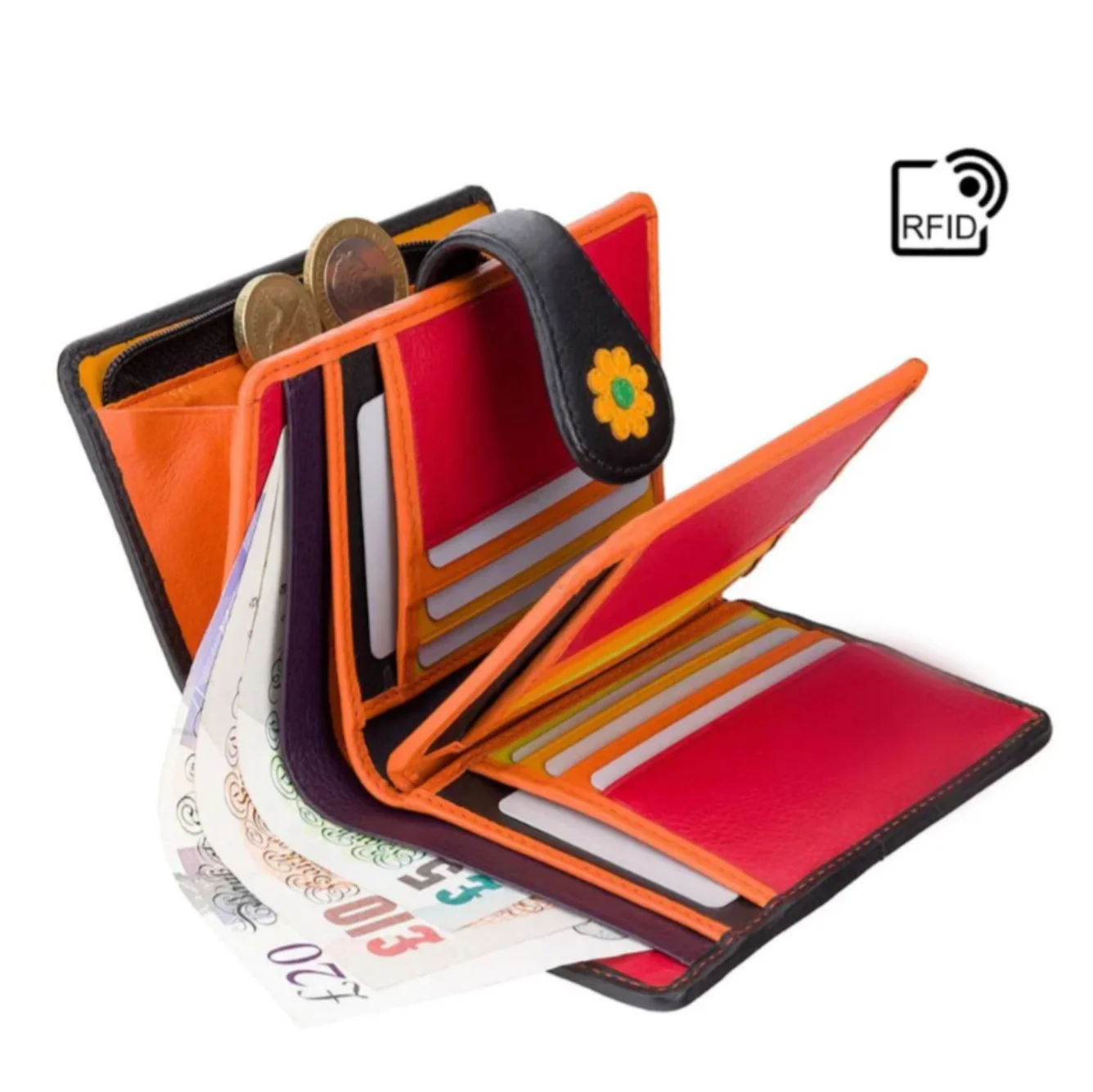Leather Women'S Cash & Coin Wallet - The Flower - Image 2