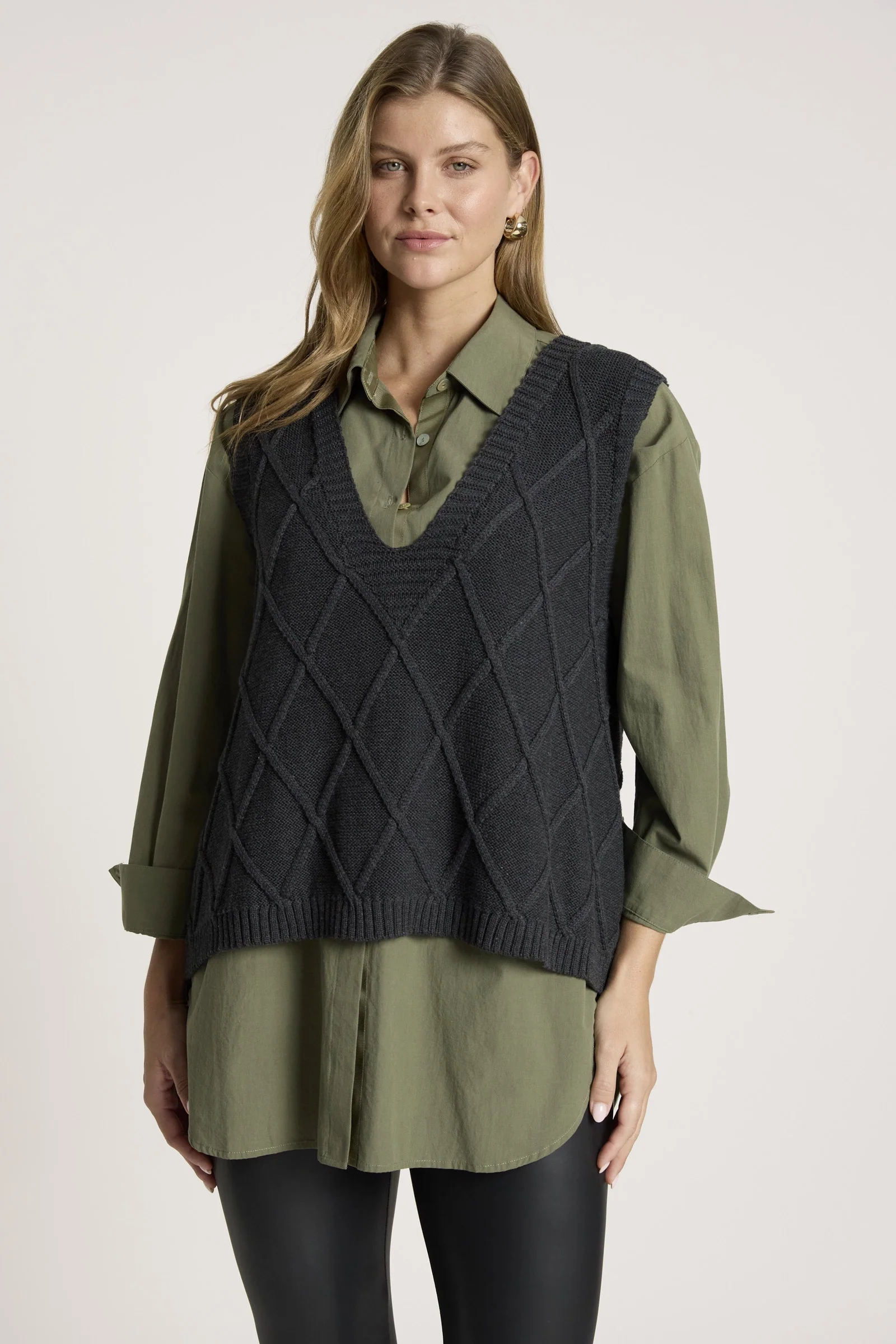 Liora Knit Vest - Char