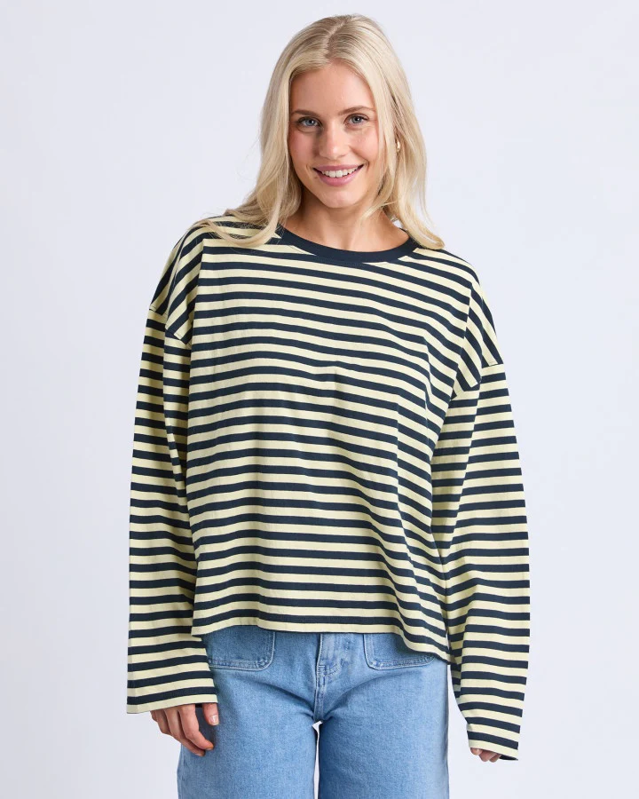 Lola Stripe Long Sleeve - Dark Sapphire & Lemon
