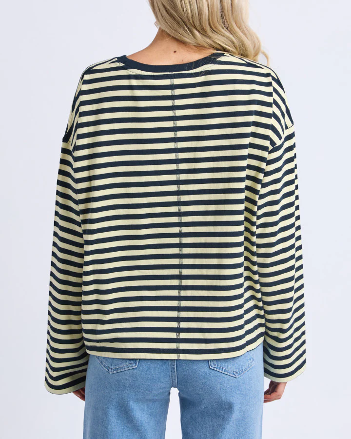 Lola Stripe Long Sleeve - Dark Sapphire & Lemon - Image 4