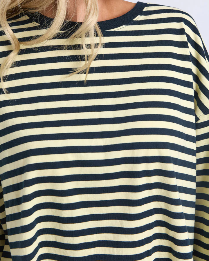 Lola Stripe Long Sleeve - Dark Sapphire & Lemon - Image 5