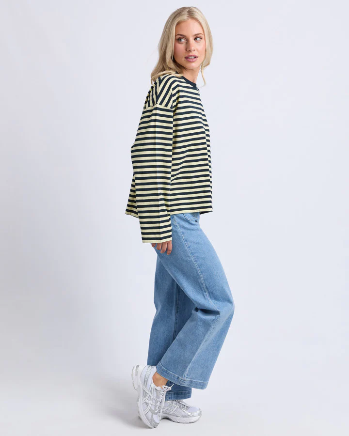 Lola Stripe Long Sleeve - Dark Sapphire & Lemon - Image 6