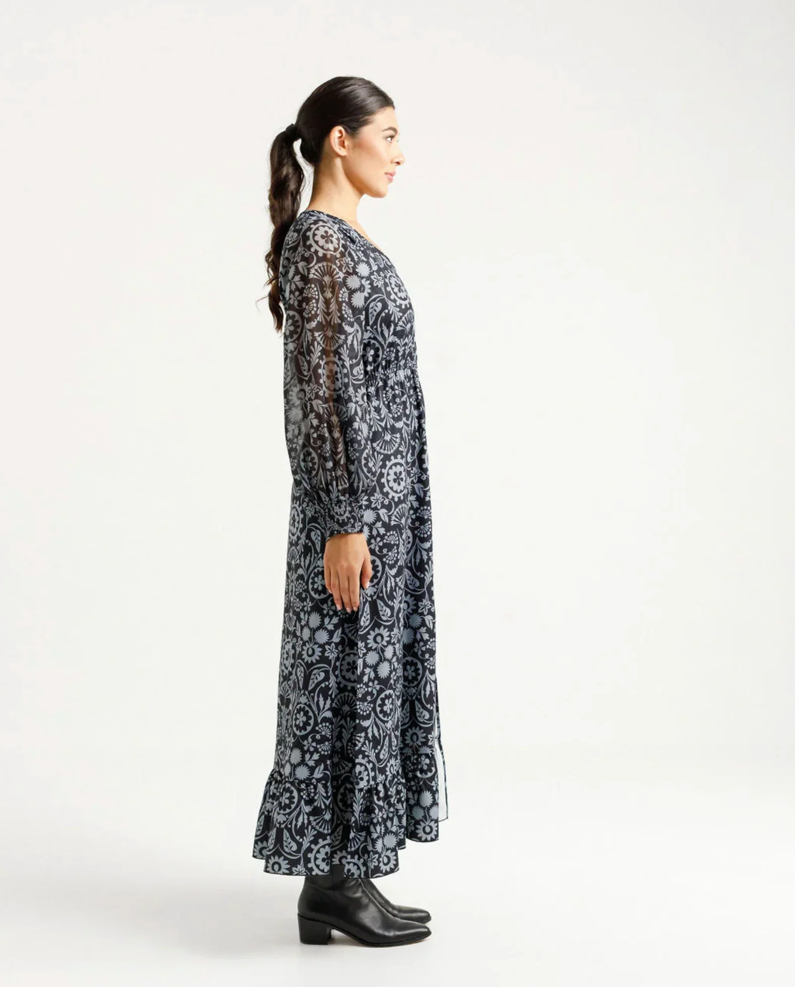 Long Sleeve Greta Dress - Damask - Image 4