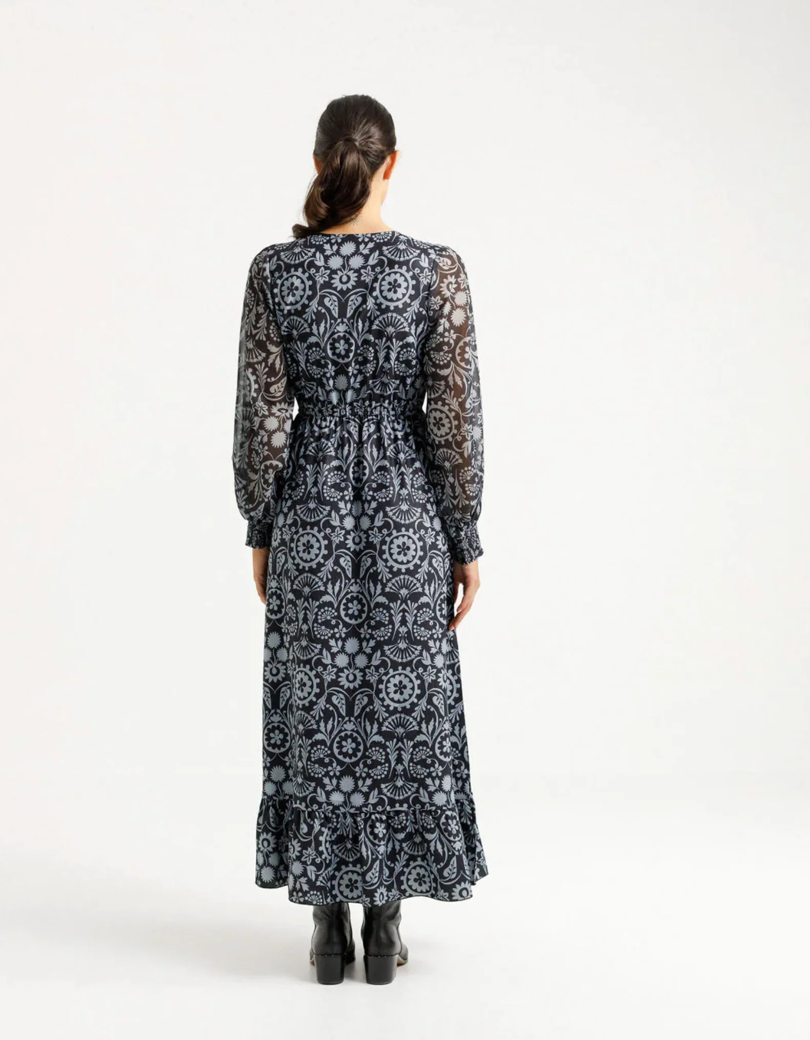 Long Sleeve Greta Dress - Damask - Image 5