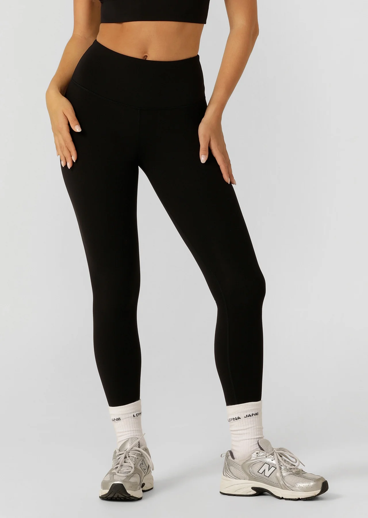 Lotus Phone Pocket Ankle Biter Leggings - Black