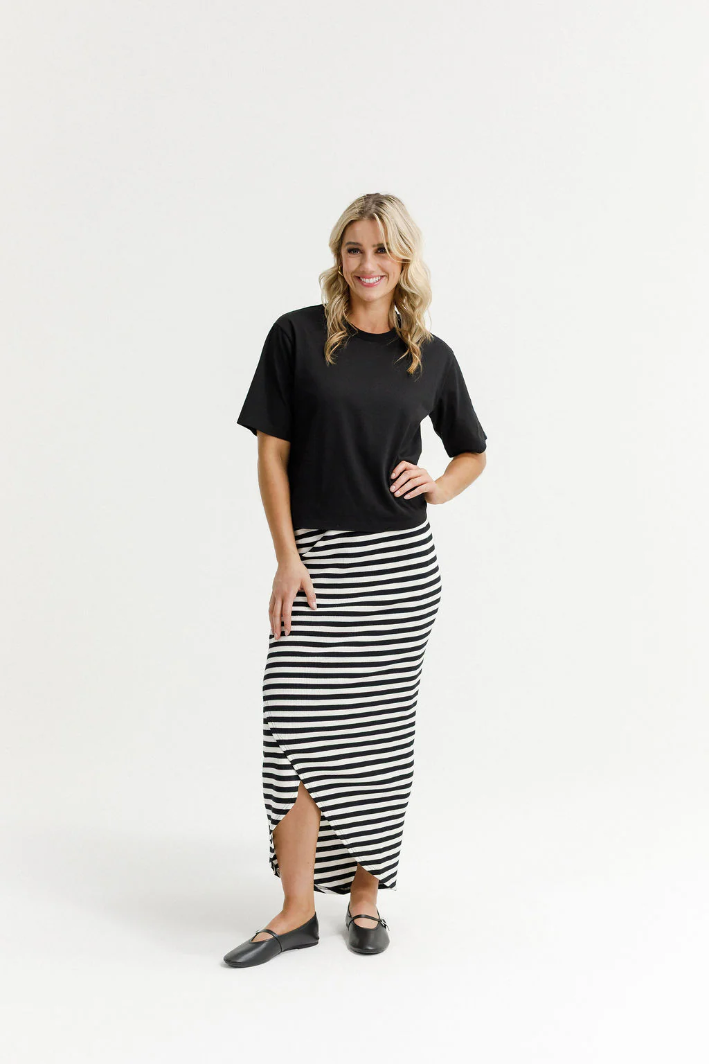 Marley Skirt - Black & White Stripes - Image 2